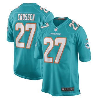 mens nike keion crossen aqua miami dolphins game player jers